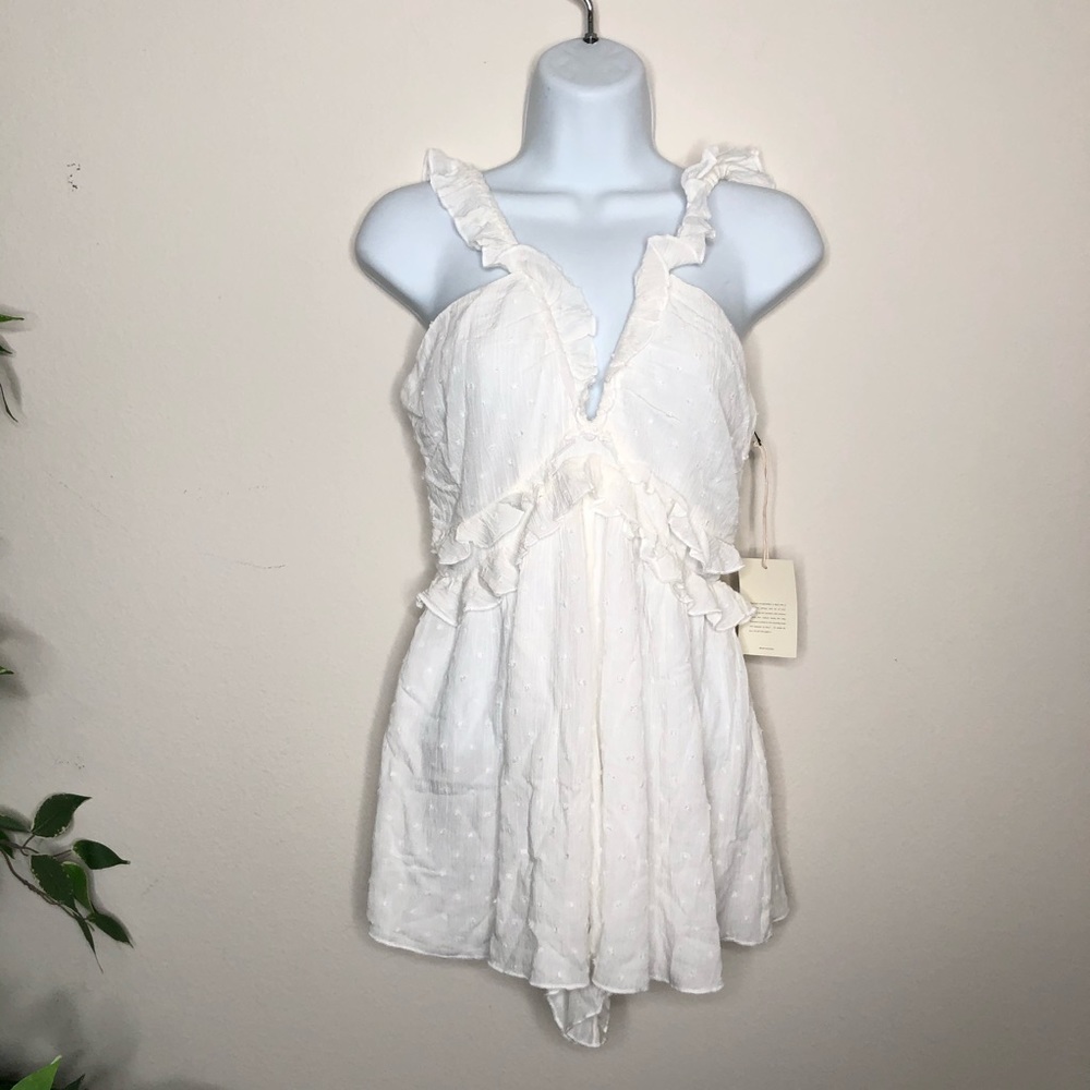 Tularosa Hollis Ruffle Romper in White Small NWT - Picture 4 of 10